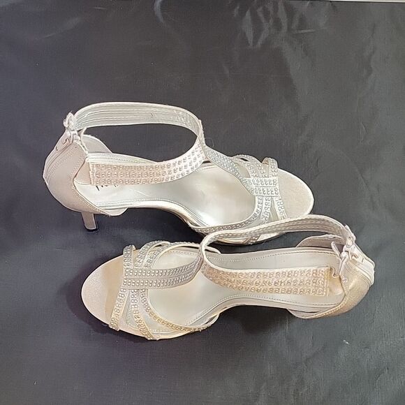 FIONI NIGHT WOMEN"S SATIN STILETTOS HEEL PEEP TOE PLASFORM  RHINESTONES SANDAL - Picture 10 of 16